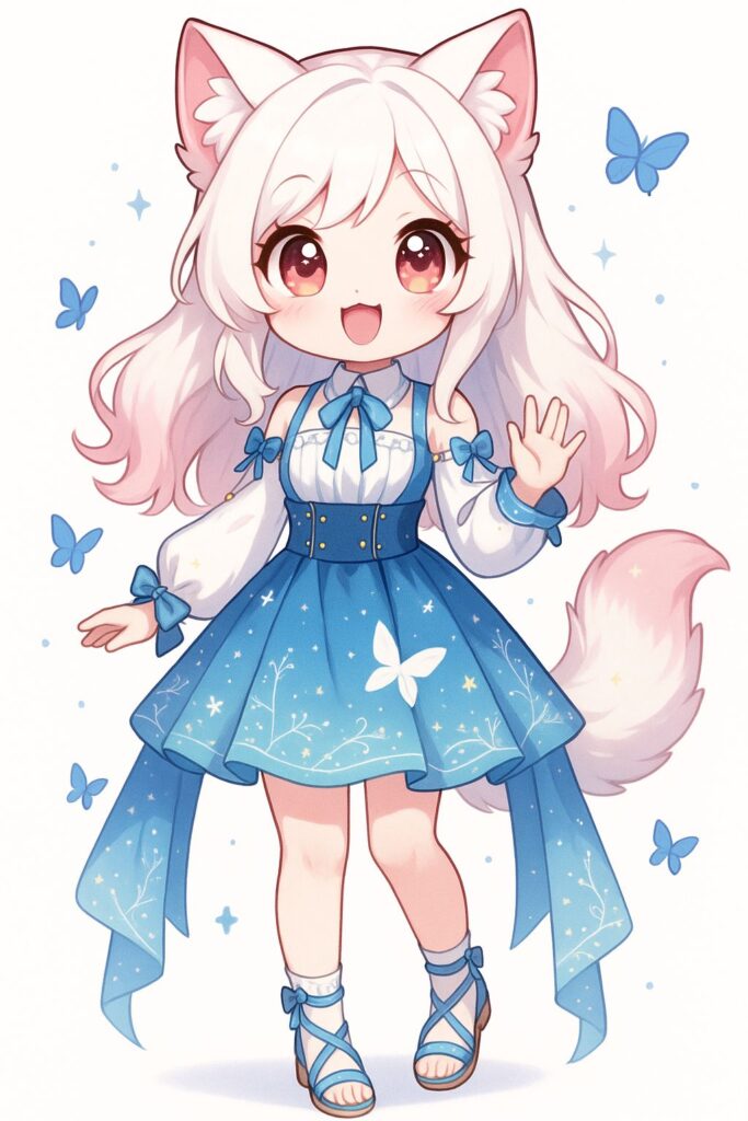Ảnh anime nữ chibi cute đuôi mèo