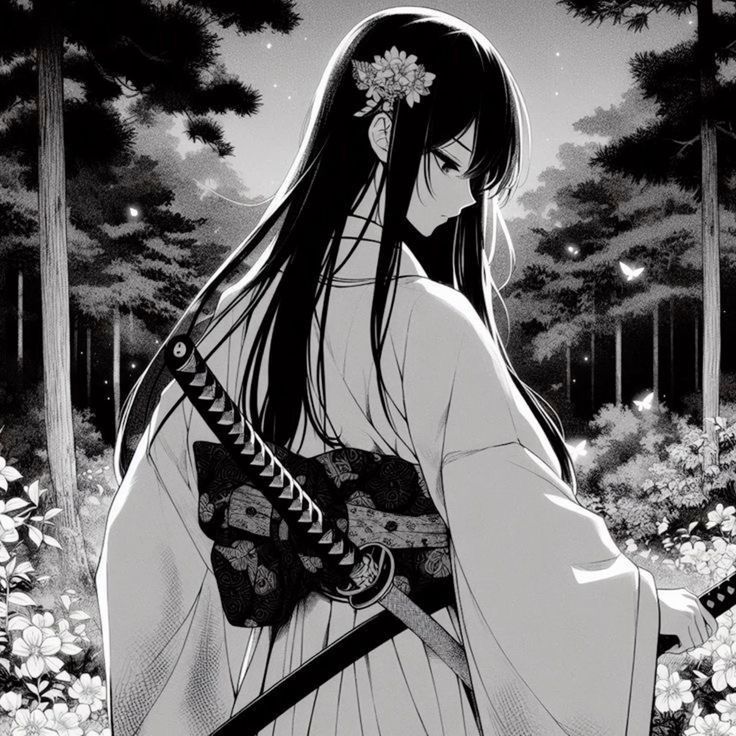 Ảnh anime nữ trắng đen