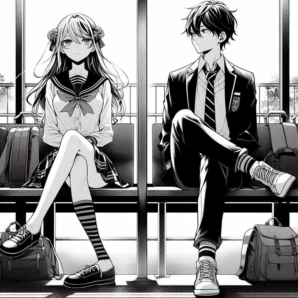 Ảnh cặp đôi anime đen trắng