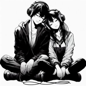Trang chủ 85 Ảnh nền cặp đôi anime đen trắng