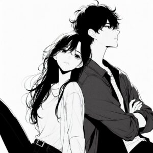 Avatar cặp đôi anime đen trắng