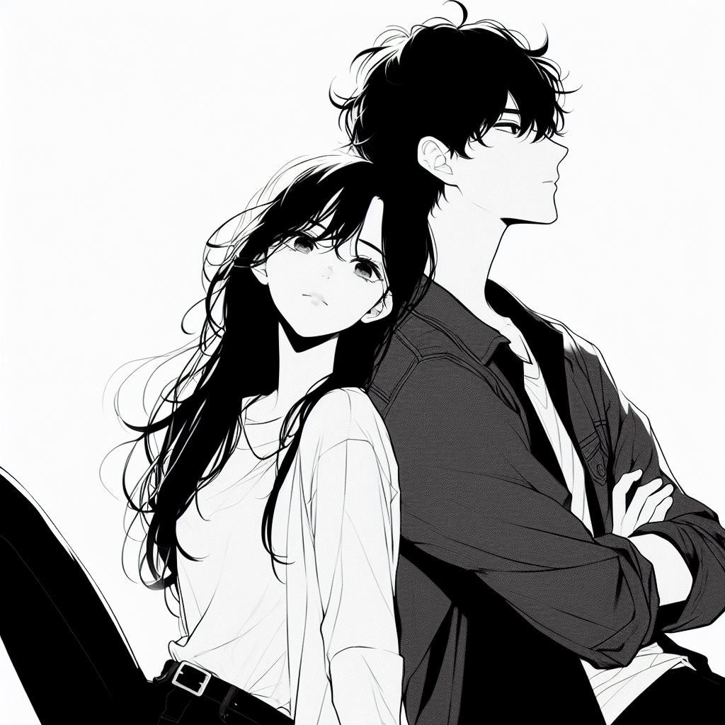 Avatar cặp đôi anime đen trắng