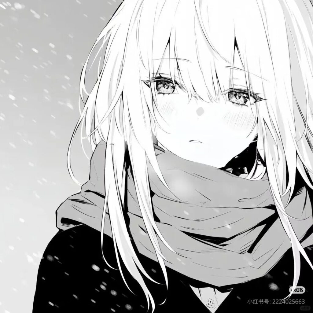 Hình nữ anime trắng đen