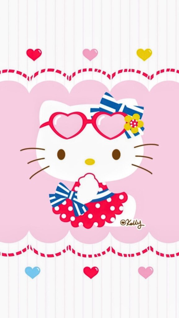 Ảnh nền Hello Kitty đeo kính cho điện thoại