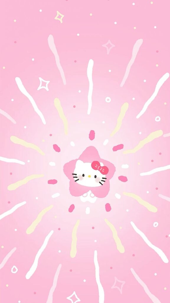 Hình nền Hello Kitty màu hồng dễ thương