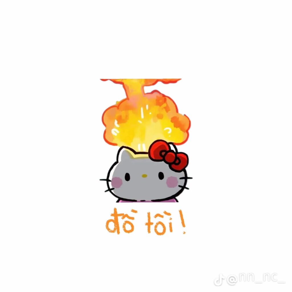 Ảnh nền Hello Kitty vô tri đi với caption hài hước