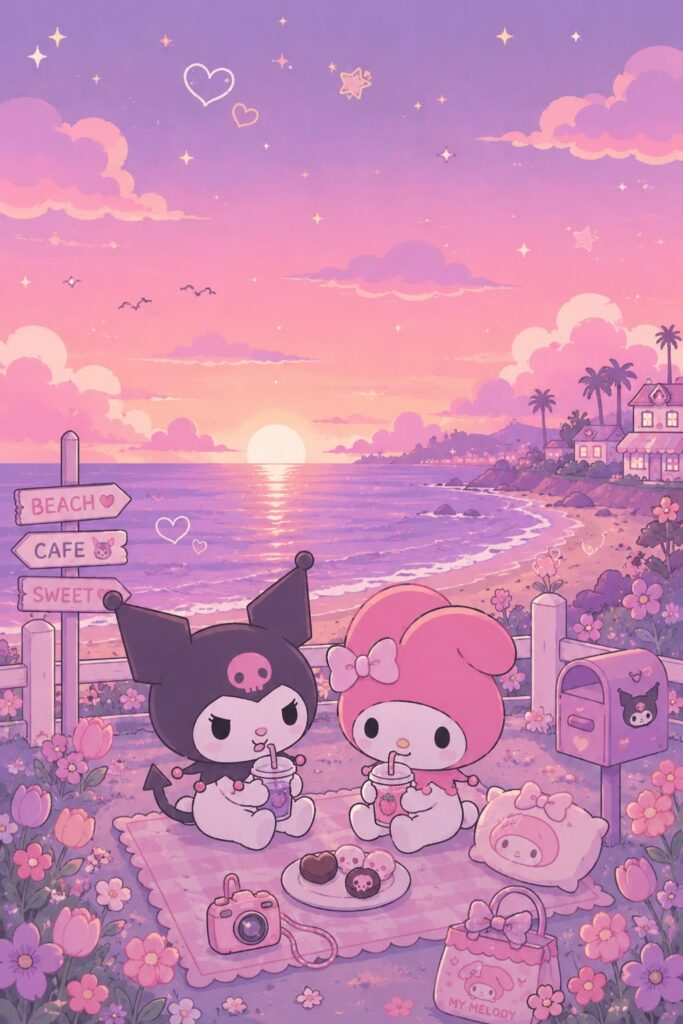 150+ Hình Nền Kuromi Cute, Ngầu 4K Cho Điện Thoại, PC 12 Ảnh nền Kuromi anime dễ thương bên những người bạn