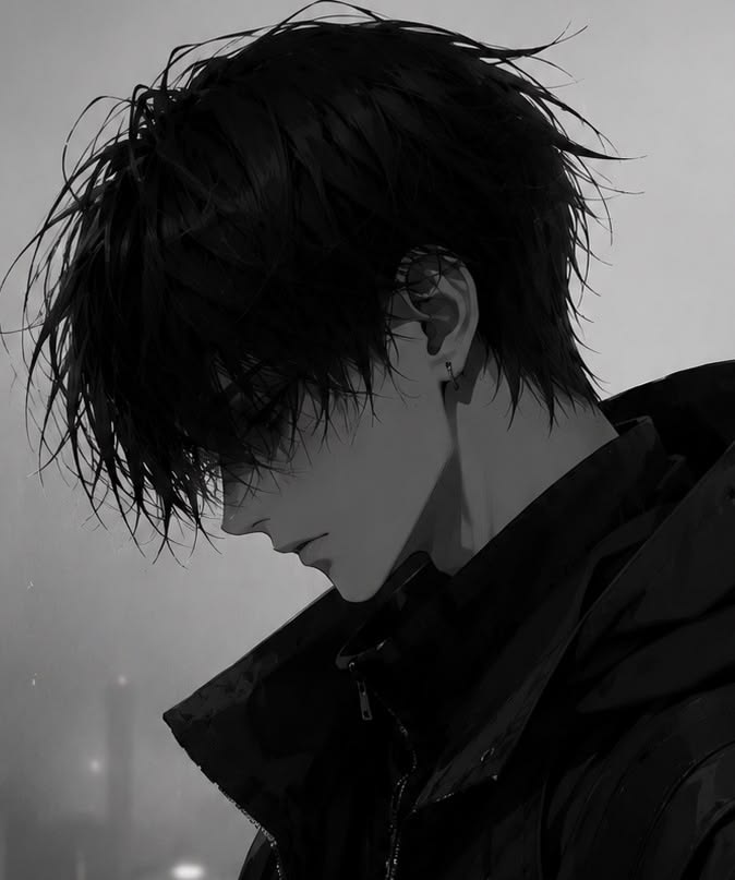 Hình ảnh anime ngầu, lạnh lùng màu trắng đen