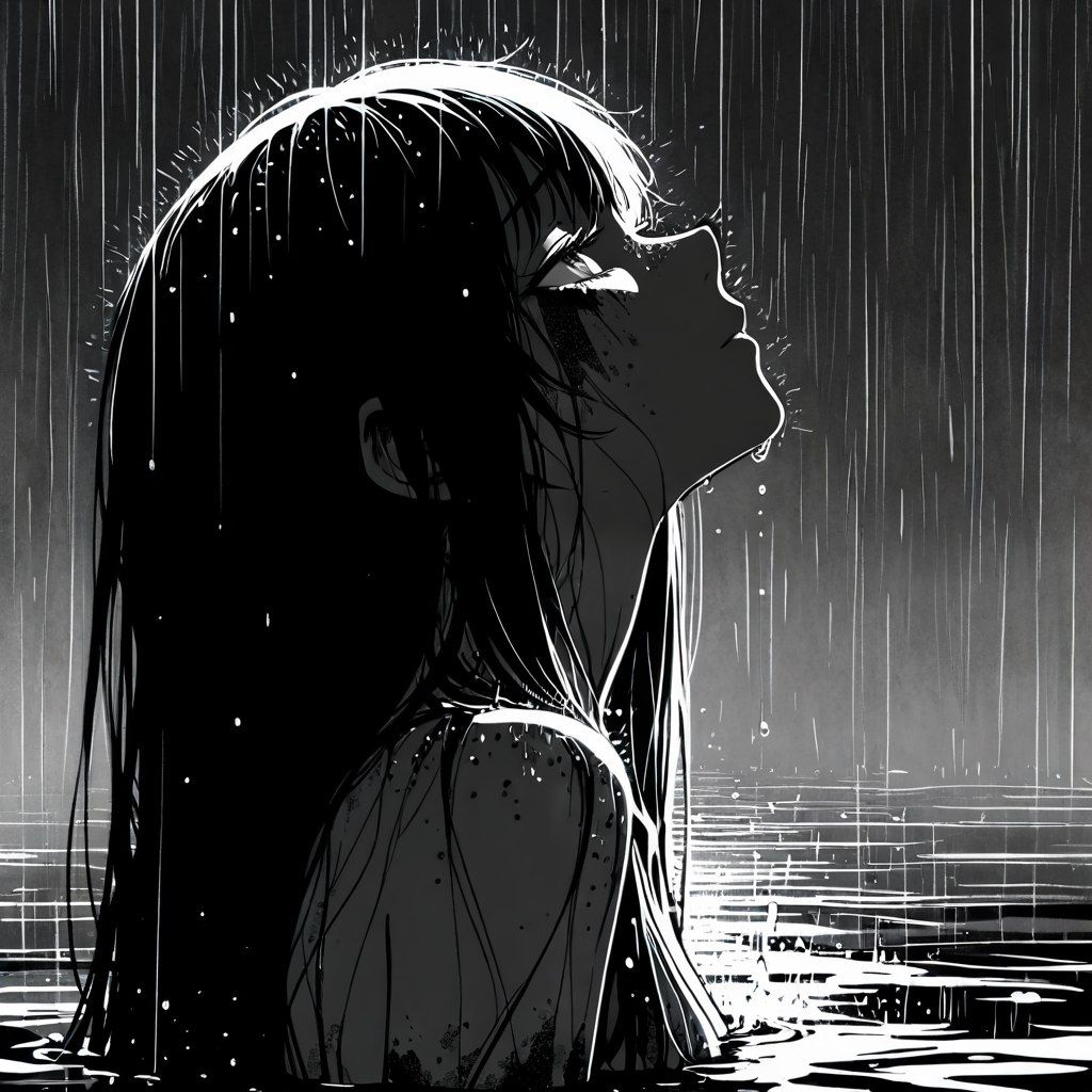 150+ Avatar Đen Trắng Anime Nữ Buồn, Đẹp Tê Tái 7 Avatar buồn nữ anime đen trắng dưới mưa